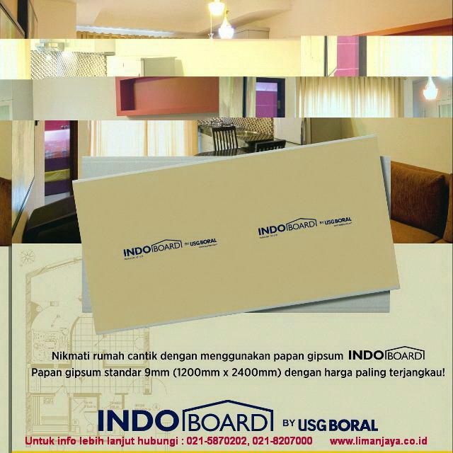Papan Gipsum Indoboard by USGBORAL